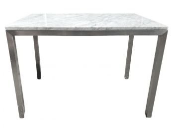 Crate & Barrel Marble Top Galvanized Metal Table