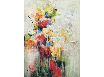 Abstract Floral Print On Canvas