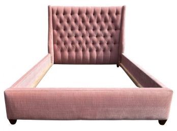 Abc Carpet Pink Tufted Corduroy High Wing Back Queen Bed Frame