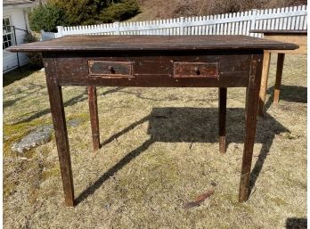 Early American Antique Double Drawer Table