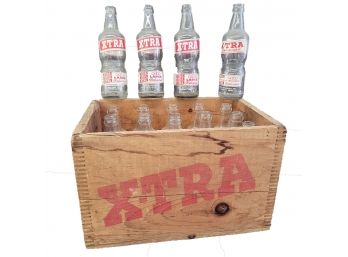 Local Vintage Wooden X-tRA Soda Bottles With Wood Crate -   Wolcott Ct Company