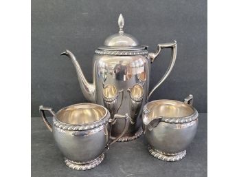 Vintage Silver Plate Tea Pot With Milk Jug And Sugar Pot
