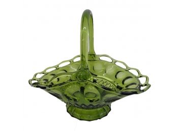 Vintage Green Glass Basket