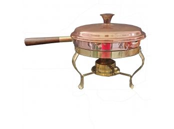 Vintage Copper & Brass Fondue Or Warming Dish