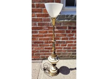 Vintage Stiffel Torchiere Brass And Enamel Lamp
