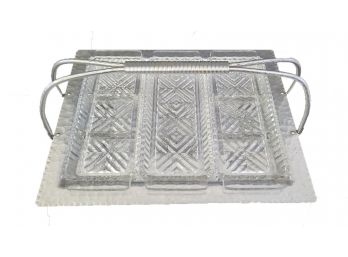 Keystone Aluminum Tray With 3 Glass Dishes