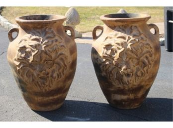 Large Outdoor Lion Head Pottery Planters