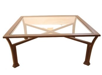 Large Metal Glass Top Table