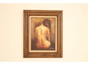 Oil On Canvas Portrait Of Nude Female Signed 'Barton'