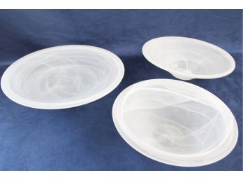 Three Beautiful Frosted Glass Serving Bowls