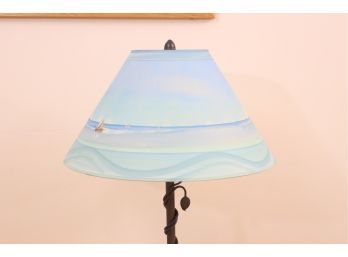 New Brunswick Lamp Shade Co. Hand Painted Ocean Scene Lamp