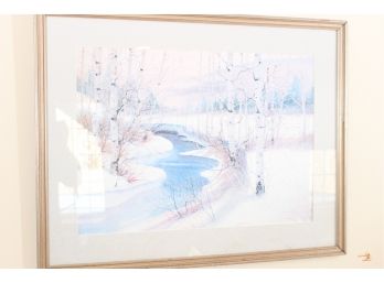 Winter Scene Water Color Signed By Artist