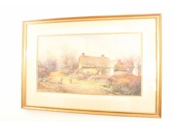 Water Color Farm Scene, Signed With Gilt Frame