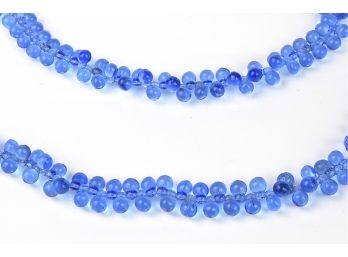 Unusual Shades-of-Blue Long Glass Necklace
