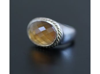 David Yurman Sterling Silver 18k Yellow Gold  Albion Citrine Ring