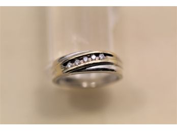 Sterling Silver 10k Gold Diamond Ring Size 8.5