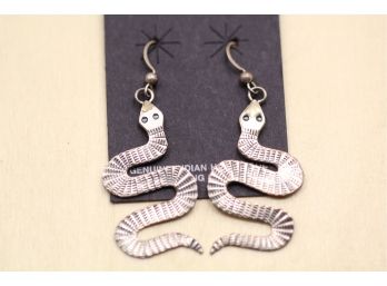 Hand Chased Sterling Silver  Indian Made Snake Earrings