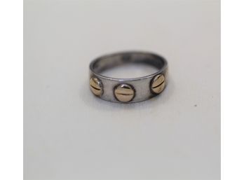 Sterling Silver And 14k Gold Ring Size 6.50