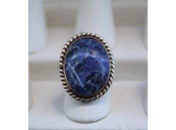 Sterling Silver Large Blue Stone Ring  Size 7