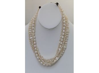 Sterling Silver Multi Strand Pearl Necklace