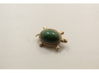 Vintage Winard Jade 12k Gold Filled Turtle Pin