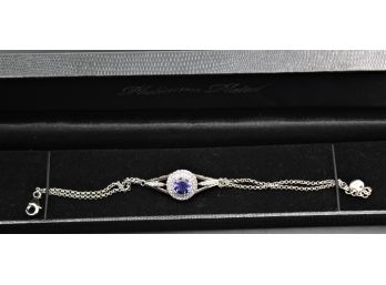 Sterling Silver Platinum Plated Purple Stone Bracelet