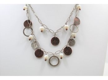 Sterling Silver Silpada Coin Pearl Necklace  Necklace