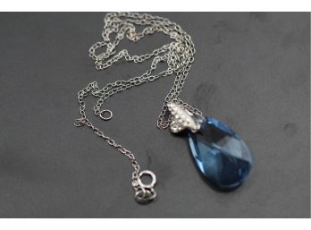 Sterling Silver Blue Stone Necklace Pendant