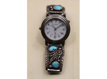 Sterling Silver Turquoise  Men's Watch Clips With Watch