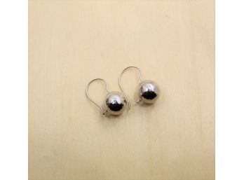 14k White Gold Ball Earrings