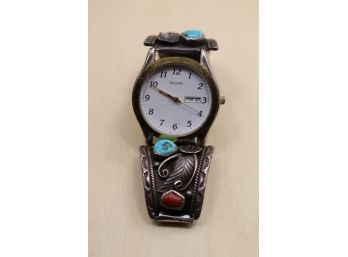 Sterling Silver Turquoise Men's  Watch Clips With Watch