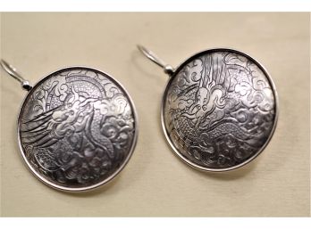 Silpada Sterling Silver Dragon Disc Earrings