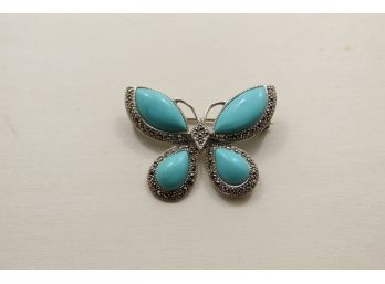 Sterling Silver Marcasite Butterfly Pin