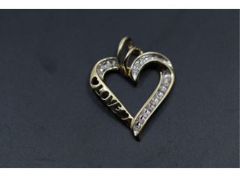 10k Yellow Gold Diamond Heart Pendant