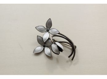 Vintage Ivar T. Holth Norway Sterling Silver Enamel Flower Pin