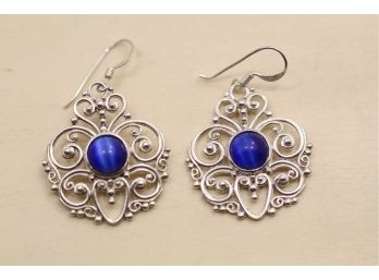 Sterling Silver Blue Stone Earrings