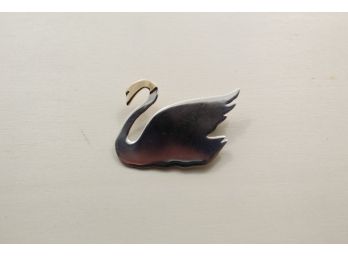 Sterling Silver 14k Gold Swan Pin Artist Signed