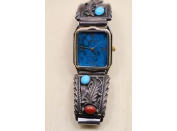 Sterling Silver Turquoise Watch Clips With Watch