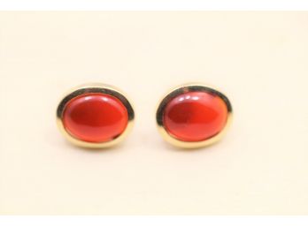 14k Yellow Gold Carnelian Earrings