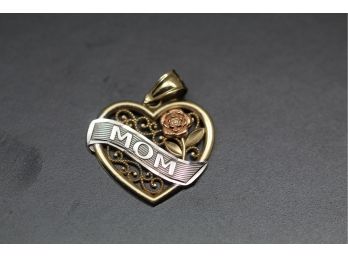 10k Tri Colored Gold Mom Pendant