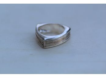 Sterling Silver Triangle Ring With Wire Wrap Size 6