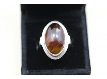 Sterling Silver Polish Amber Ring Size 8.75