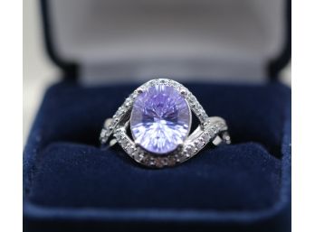 Sterling Silver Rhodium Purple Iolite Ring Size 10