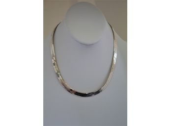 Large Sterling Silver Herring Bone Necklace