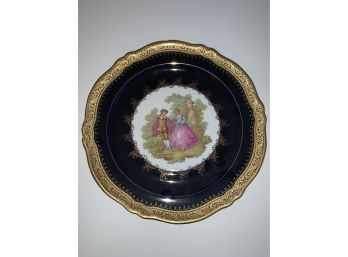 Beautiful Limoges Castle Plate Gilded In 22k Gold