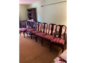 Lot Of 6 Dining Room Queen Anne Style Chairs By Pennsylvania House, Dark Mahogany