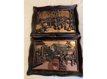 Pair Of Copper Craft Plaques