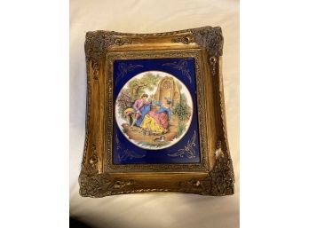 Beautifully Framed Victorian Print Of Work By Fragonard On Tile