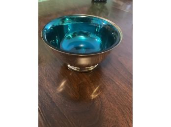 Gotham Silver Plate Bowl  With Beautiful Blue Anchor Glass Instert