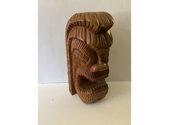 Large Tiki Tribal Folk Art Carved Wooden Statue 16 Tall